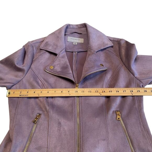 Marc New York Faux Suede Moto Jacket Ash Purple Andrew Marc Sz L - Picture 8 of 16